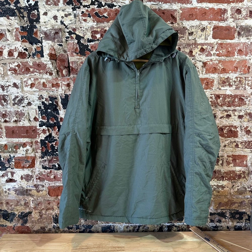VTG Quiksilver 1/4 zip Hooded Pullover Lined Hoodie Green Mens Large